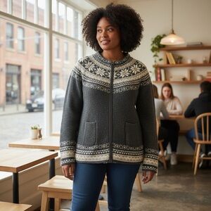 Croft & Barrow Charcoal and Cream Sweater